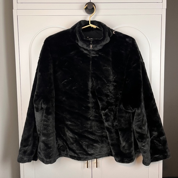 A New Day XXL Black Faux Fur Half-Zip Pullover - Picture 4 of 10